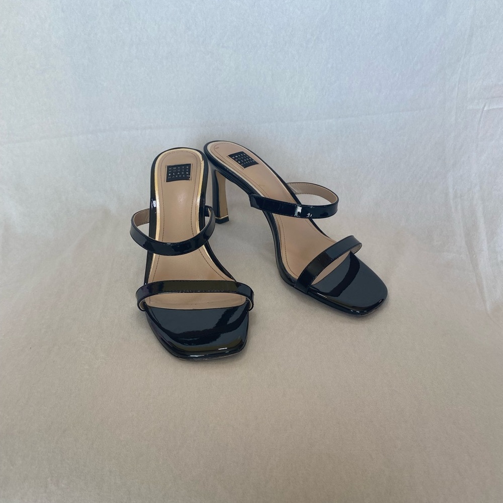 White House Black Market Black Patent Sandal Heel